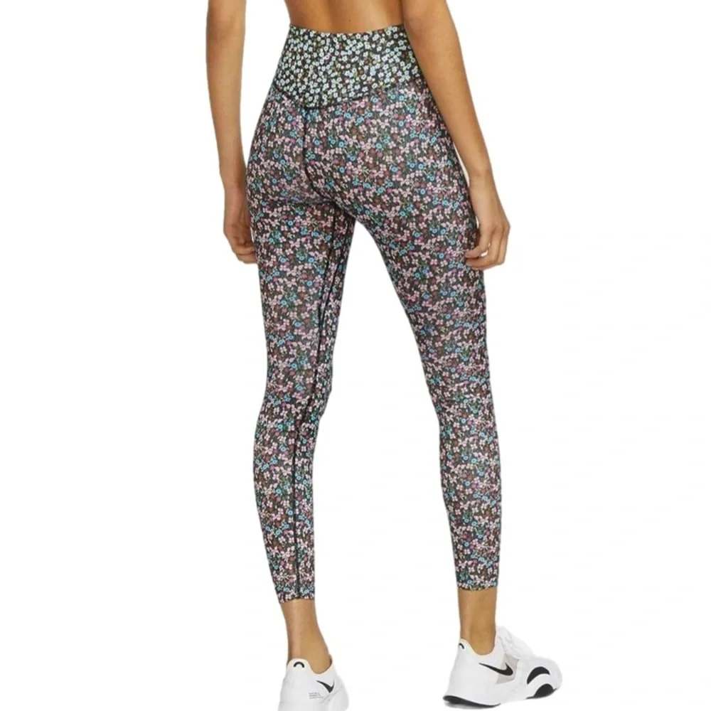 NIKE One Dri-Fit 7/8 Leggings in Femme Floral Mixed Print Size XS